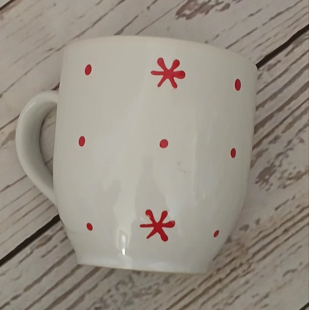 White Mug with Red Snowflake Design